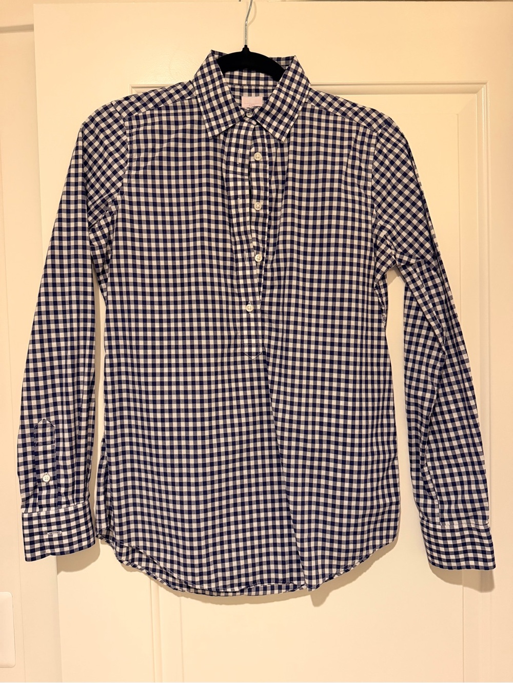 Ann Mashburn Navy and White Gingham Popover Button-Down Shirt